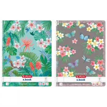 Spiraalblok Herlitz A4 Ladylike 80 vel gelinieerd met rand verschillende motieven