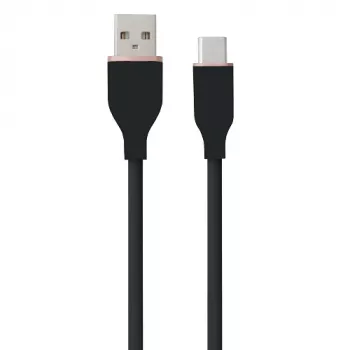 Siliconen kabel USB Type-A - Type-C (zwart, 2 m)