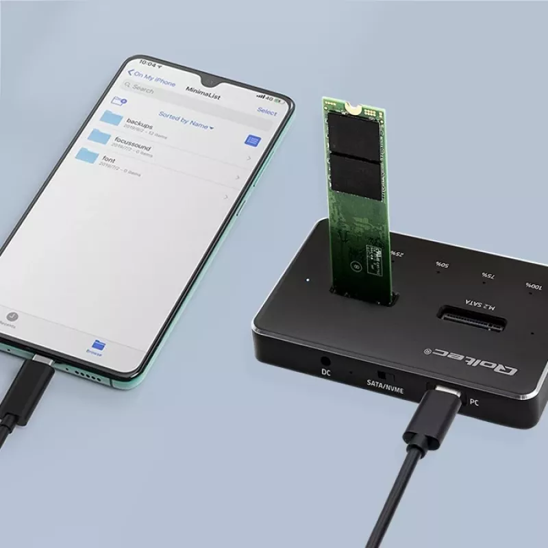 Qoltec 52274 M.2 SSD-dockingstation | NVMe | SATA | USB-C | DUAL 2 x 2TB