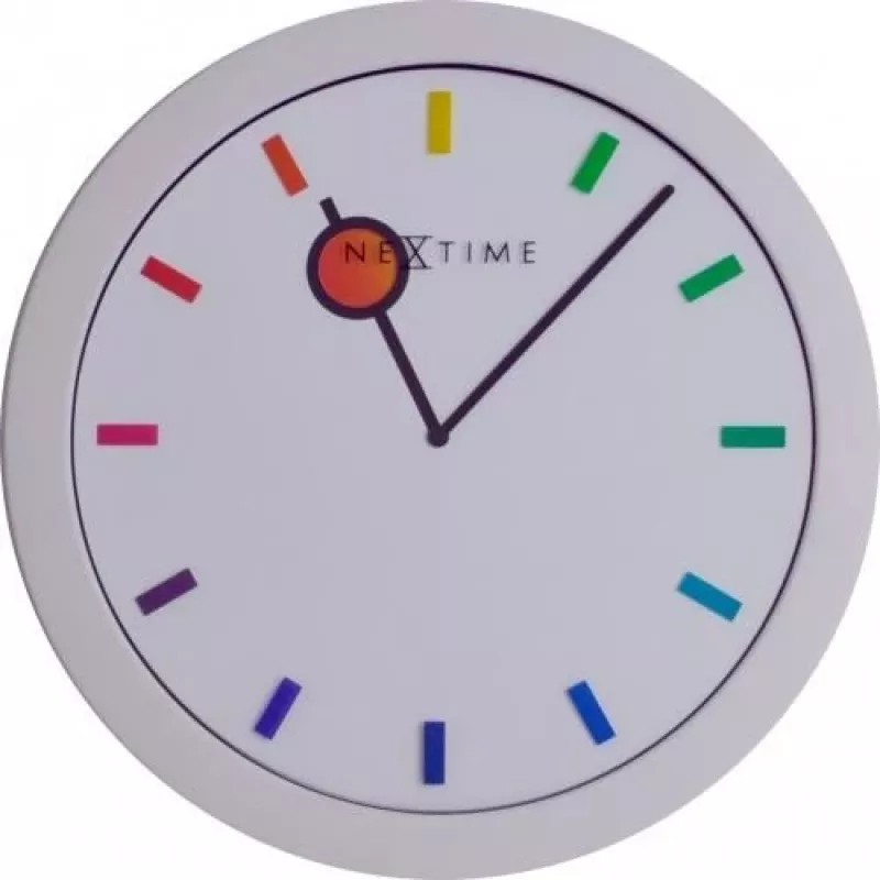 NeXtime klok 3048 Color Change, Ø28 cm, wand, wit/meerkleurig