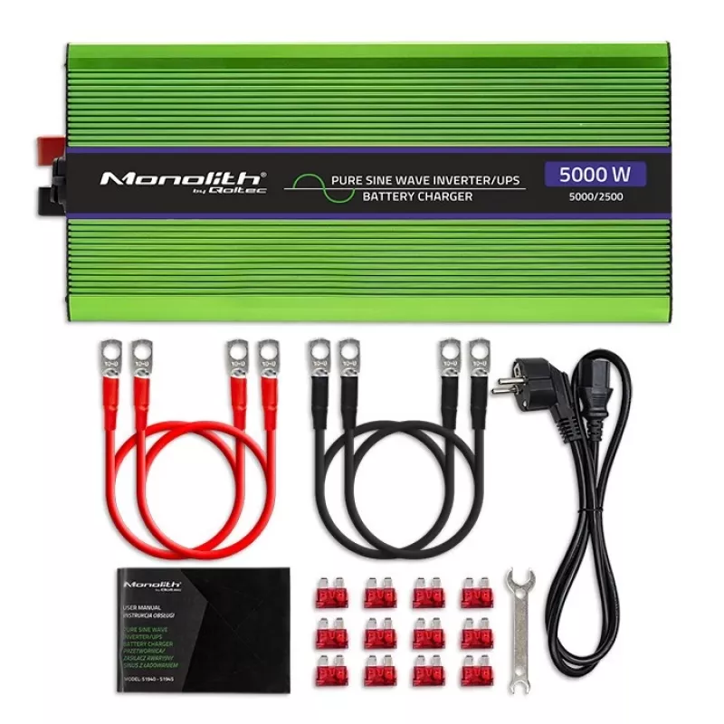 Qoltec Monolith voedingsadapter/omvormer auto 5000 W groen