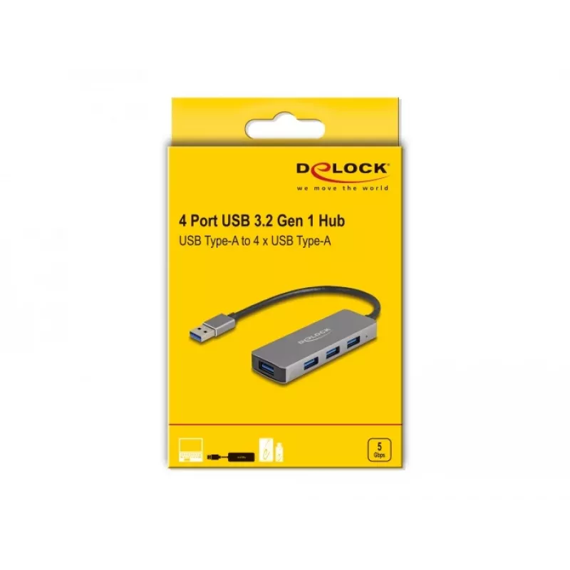 DeLOCK 63171 USB-hub 3.2 Gen 1 Type-A 5000 Mbit/s grijs