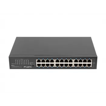 Unmanaged switch LANBERG RSGE-24 — 24× Gigabit Ethernet 1U, rack-monteerbaar, zwart
