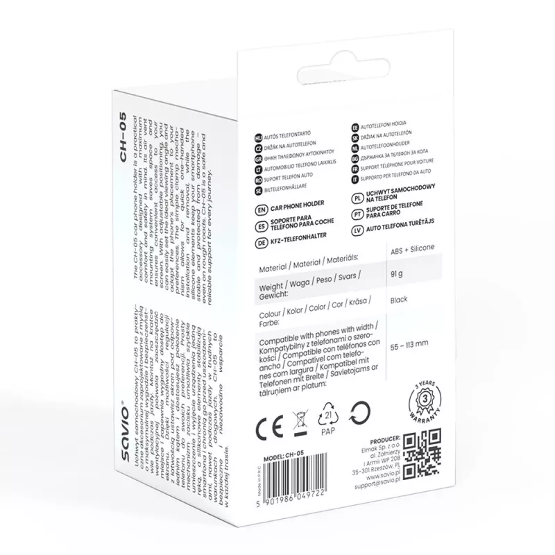 SAVIO CH-05 autotelefoonhouder voor op het ventilatierooster