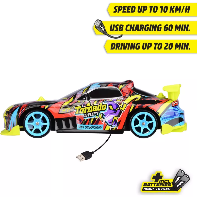 RC-auto Dickie Tornado Drift RTR 2,4 GHz – kant-en-klare driftauto