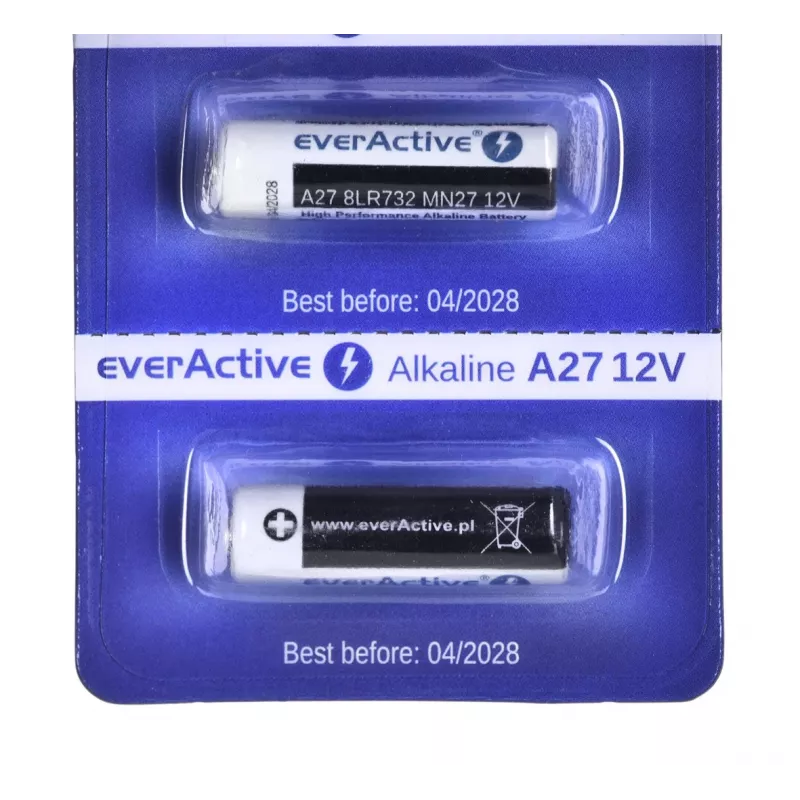 everActive 27A5BL 27A alkalinebatterij 12 V, blister van 5 stuks, 7,6 x 27,3 mm