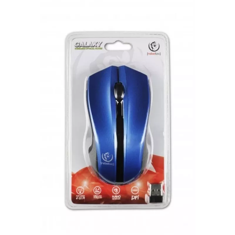 Rebeltec draadloze optische muis, Galaxy blauw/zwart