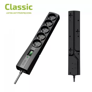 Overspanningsbeveiliging stekkerdoos EVER CLASSIC, 5x Type-E stopcontacten, 250 V, 1,5 m kabel, 175 J, met schakelaar