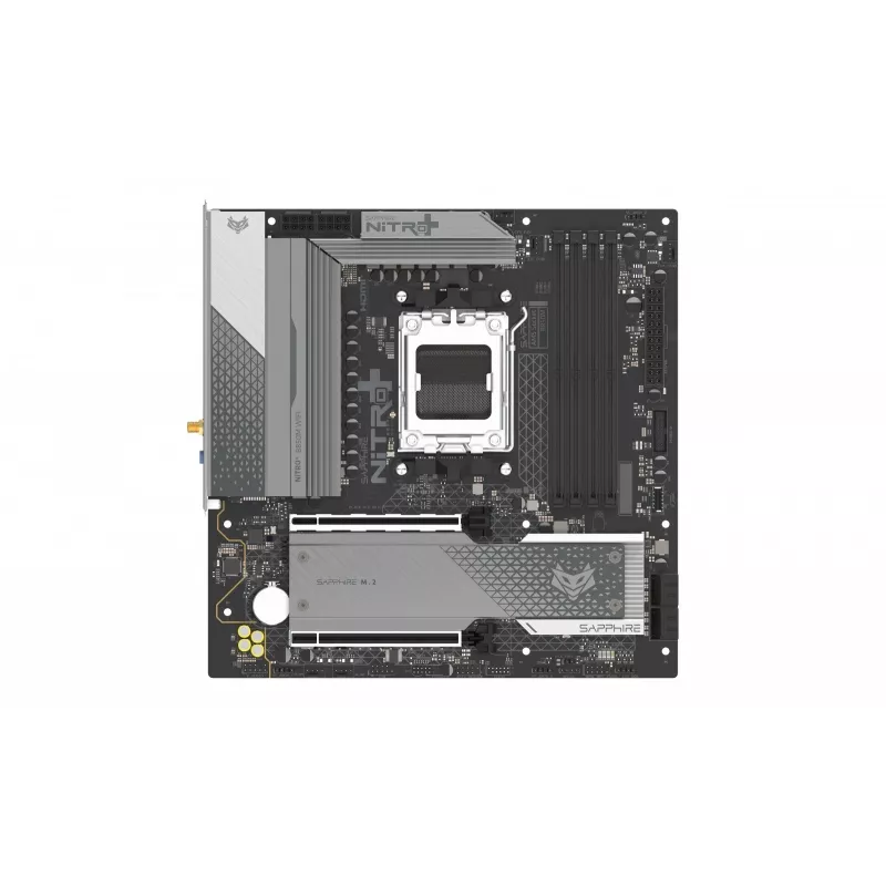 Moederbord Sapphire NITRO+ B850M WIFI — AMD B850, socket AM5, micro ATX, DDR5, 4x DIMM, Wi-Fi 6, 2,5Gb LAN, 2x M.2