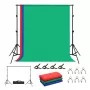 Achtergrondstatiefset Puluz PKT5204 2×2 m met 3 achtergronden – studio-achtergrondstatiefset