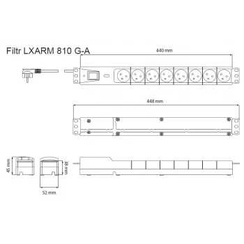 LESTAR LXARM 810 G-A K.:CZ 1,5M 19PDU zwart 8 AC-stopcontact(en) 230 V 1,5 m