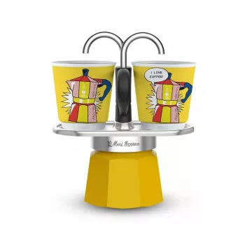 Koffieset Bialetti Mini Lichtenstein + 2 kopjes