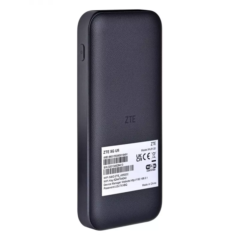 ZTE MU5120 mobiele 5G-hotspotrouter met Wi-Fi 6, AX3600, powerbank van 10000 mAh, USB-C, grijs