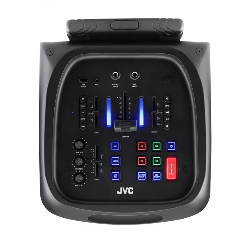 Partyluidspreker JVC XS-EP514B — stereo draagbare luidspreker, 150W RMS, Bluetooth 5.0, TWS, 4000mAh batterij, karaoke, FM, zwart