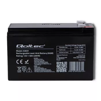 UPS-accu QOLTEC 53031 12V 9Ah groen, 152×94×65 mm, 2,35 kg