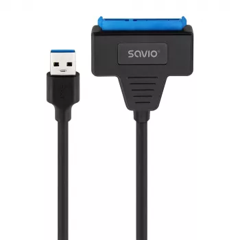 SAVIO SATA naar USB 3.1 Gen 1 interfacekabel AK-68, SATA-bus naar USB-A-stekker, 5 Gbit/s, 0,25 m, zwart