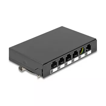 DELOCK blindplaat 6-poorts voor Keystone RJ‑modules, zwart, metaal, voor tafel-/wand-/dinrailmontage
