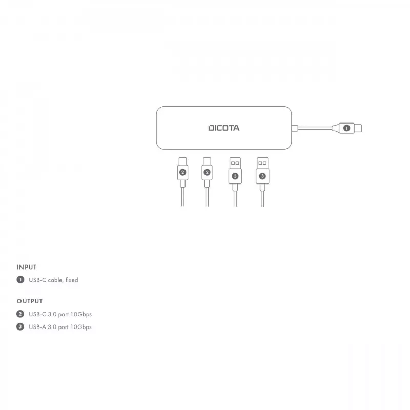 USB Type-C hub DICOTA D32061 10000 Mbit/s zilver
