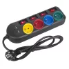 Stekkerdoos MACLEAN MCE229B — 4 AC-stopcontacten, 2× USB-A, 1,5 m kabel, 10 A, type F, binnen, zwart