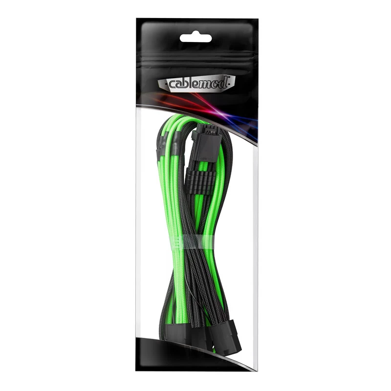 CableMod 12VHPWR naar 3× PCIe ModMesh kabel 45 cm, zwart/lichtgroen
