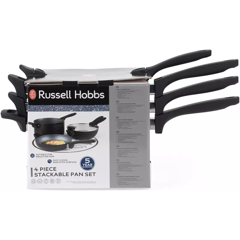 Pannenset Russell Hobbs RH01840EU7 – 4-delig stapelbaar, metallic gemarmerd