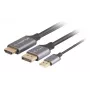 Lanberg CA-HDDP-20CU-0018-BK videokabel-adapter 1,8 m DisplayPort HDMI + USB zwart, zilver
