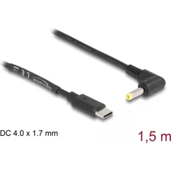 DeLOCK USB Type-C stroomkabel naar DC 4,0 x 1,7 mm stekker, haaks, 1,5 m