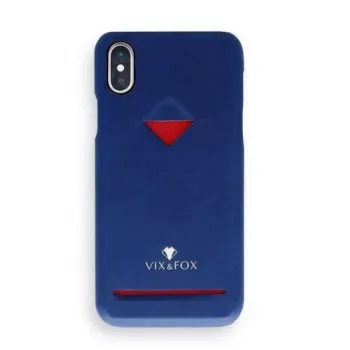 Kaarthouder-achterkant VixFox voor Samsung S9, marineblauw, beschermende telefoon-achterklep met kaarthouder