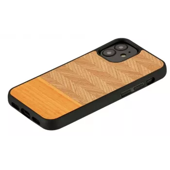 Telefoonhoesje Man and Wood voor iPhone 12 mini, visgraat arancia zwart
