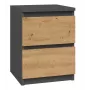 Nachtkastje Topeshop M2 ANTRACYT/ARTISAN 2 laden antraciet eiken hout