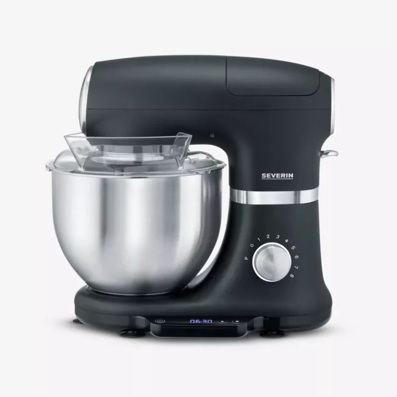 Keukenmachine Severin KM 3898 1000 W 5,5 L zwart geborsteld staal zilver