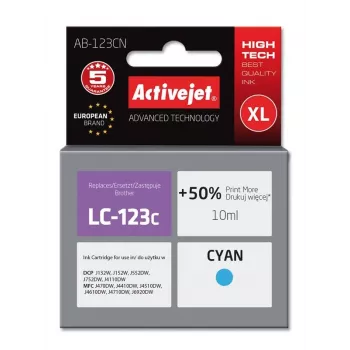 Activejet AB-123CN inkt (vervanging voor Brother LC123C/121C; Supreme; 10 ml; cyaan)