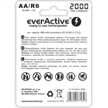 BATTERIJEN R6/AA 2000 mAh, BLISTER 2 STUKS