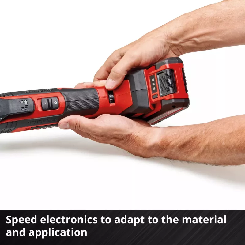 Einhell TP-MG 18 Li BL Solo Professional accu-multitool, 18 V, borstelloos, tot 40.000 oscillaties/min, zonder accu en lader, incl. accessoires, rood/zwart