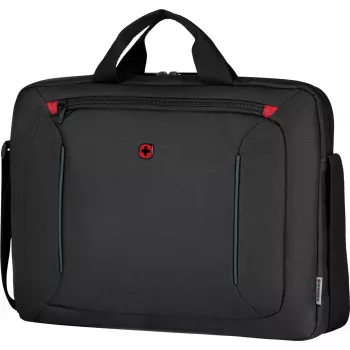 Laptoptas Wenger BQ 16 Slimcase Toploader zwart — geschikt voor 16-inch laptops, toploader-ontwerp, gevoerd vak