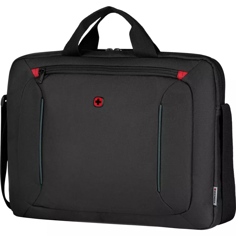 Laptoptas Wenger BQ 16 Slimcase Toploader zwart — geschikt voor 16-inch laptops, toploader-ontwerp, gevoerd vak