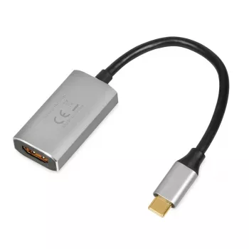 IBOX USB-C-naar-HDMI-adapterkabel, model IACFAK, USB-C (stekker) naar HDMI (bus), 4K 60 Hz, rechte stekker, zilver
