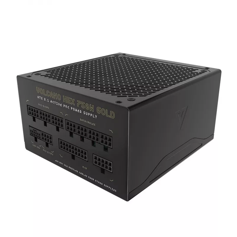 Voeding MODECOM VOLCANO HEX GOLD 750W, 80 PLUS Gold, ATX 3.1, modulair, 14 cm ventilator