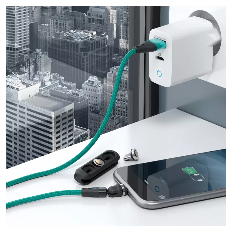USB-kabel RealPower MagneticCharge3 2 m USB-A groen snel opladen gegevensoverdracht