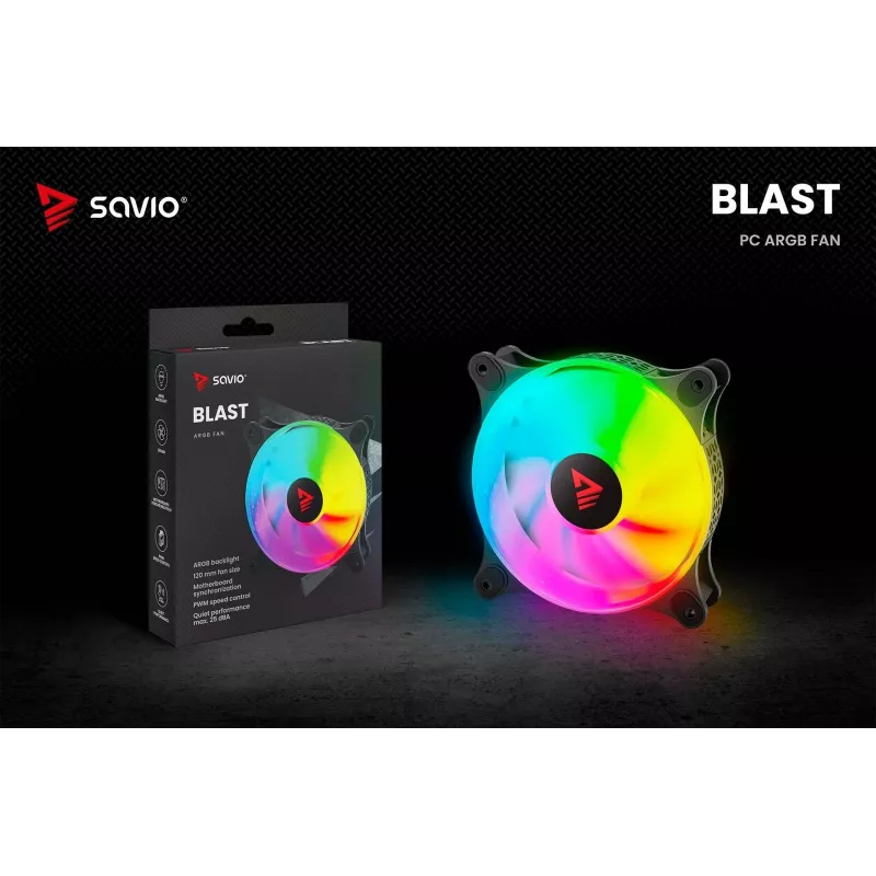 SAVIO Blast 120mm ARGB PWM behuizingsventilator - zwart