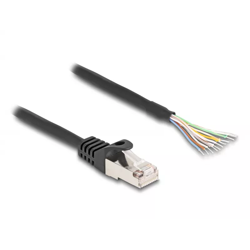 DeLOCK kabel RJ50-stekker naar open kabeleinden S/FTP 0,25 m zwart