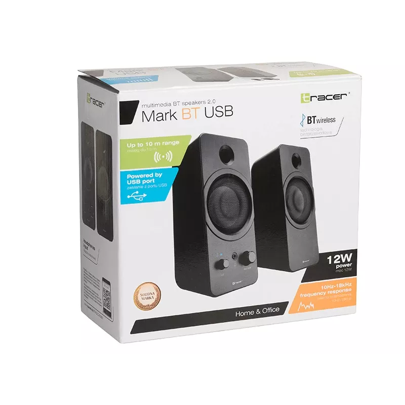 Desktop 2.0 TRACER Mark luidsprekers 12 W, USB-voeding, Bluetooth, 2-weg, 2 drivers, zwart