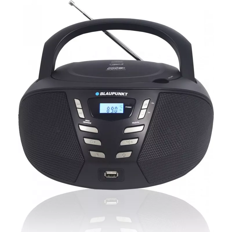Blaupunkt BB7BK draagbare cd-speler boombox, FM PLL-radio, CD/MP3, USB, AUX, 2,4 W, zwart