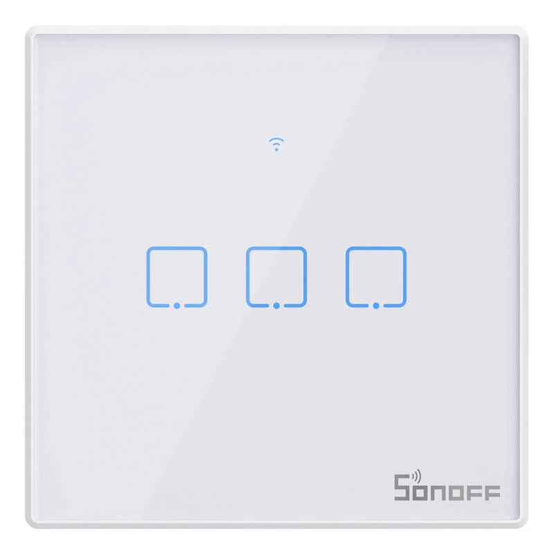 Wandgemonteerde slimme lichtschakelaar Sonoff T2 EU TX 3-kanaals Wi‑Fi + RF 433 bediening