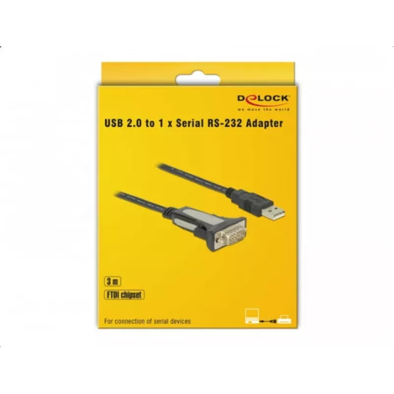 DELOCK Adapter USB 2.0 Type-A naar 1 x Serieel RS-232 DB9 3 m