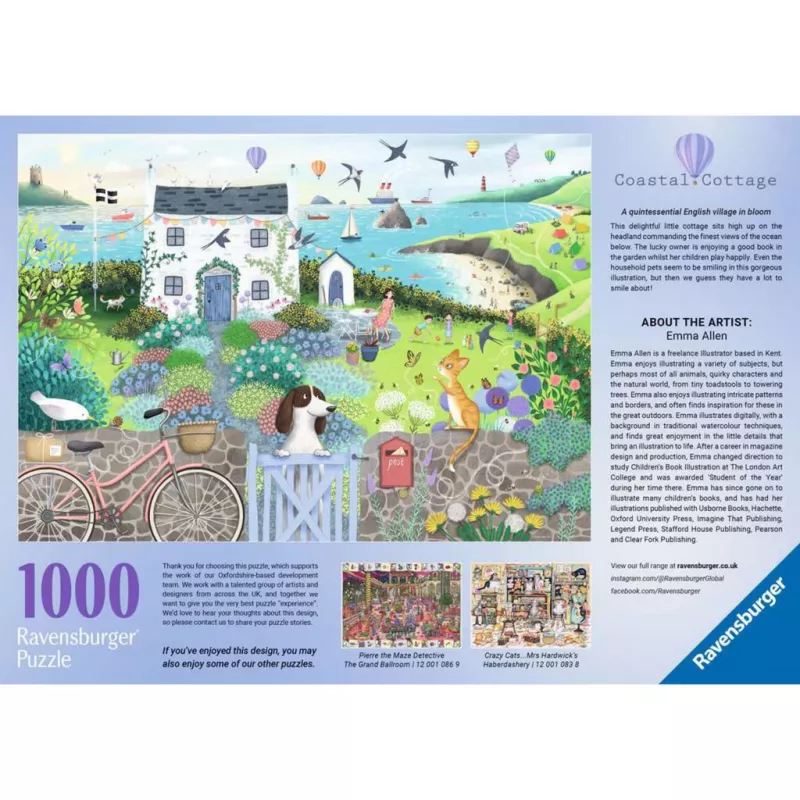 Puzzel Ravensburger Coastal Cottage 1000 stukjes, 700 mm breed, 2 mm dik