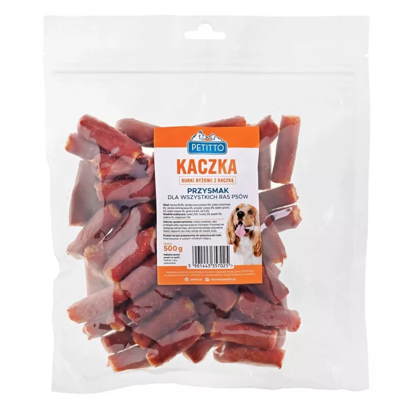 Hondensnacks PETITTO rijstbotten met eend 500 g