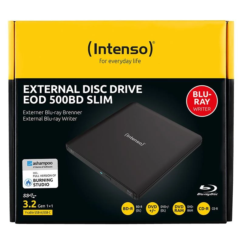 Intenso EOD 500BD Slim externe Blu-ray-brander, USB 3.2 Gen 1, zwart