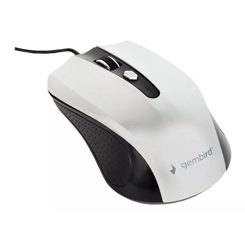 Bedrade dubbelhandige optische muis GEMBIRD MUS-4B-01-BS, USB Type-A, 1200 DPI, 4 knoppen, zwart/zilver