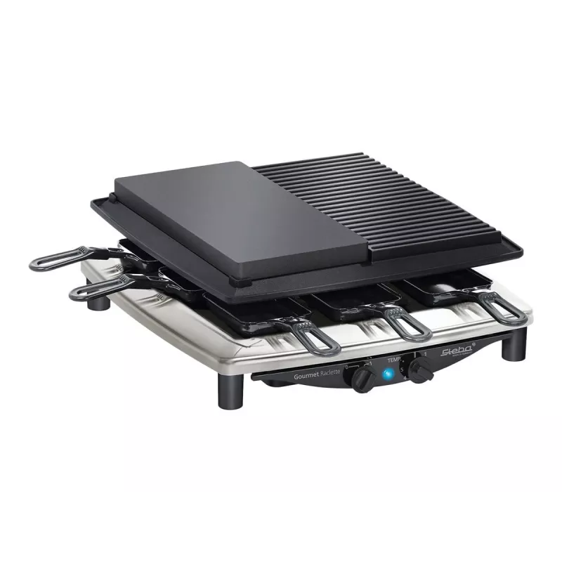 Steba RC 4 Plus Deluxe Chrome raclettegrill, roestvrij staal/zwart